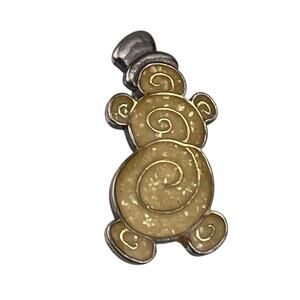 Carolyn Pollack Relios Snowman Winter Enamel Abstract Sterling Silver Brooch